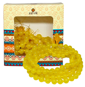 Agate Hakik Mala (Yellow Calcite) – A Spiritual Meditation Mala for Positivity, Mental Clarity, and Solar Plexus Chakra Activation. India’s Premium Hakik Jap Mala Store - www.japay.in