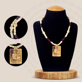 Jai Sita Ram / Jai Shri Bageshwar Dham Wooden Locket with 4 Colour Beads – devotional necklace for mantra chanting, protection, and spiritual strength. India’s Largest Brass Idols Brand - www.Japay.in