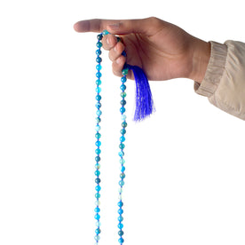 Premium Hakik Jap Mala Crystal Blue hakik