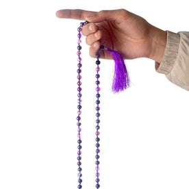 Premium Hakik Jap Mala Crystal Voilet Amethyst, blue lace