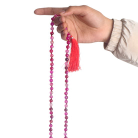 Premium Hakik Jap Mala Crystal Pink hakik