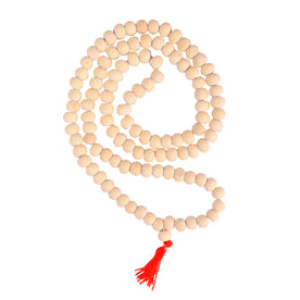Sacred White Wooden Jap Mala – 108 Handcrafted Beads