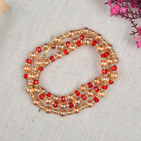 Radiant Elegance: Golden Pearl Beads Mala Necklace