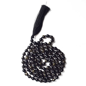 Golden Obsidian Hakik Mala (108 Beads) – A Shield of Protection & Strength