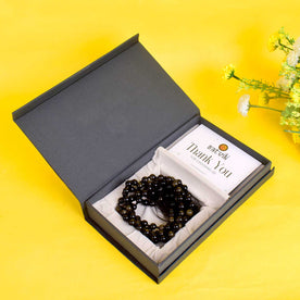 Golden Obsidian Hakik Mala (108 Beads) – A Shield of Protection & Strength