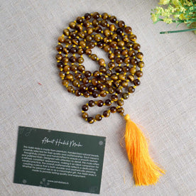 Tiger Eye Hakik Mala (108 Beads) – A Stone of Strength & Protection