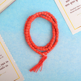 Lal Munga (Blood Stone) Mala with large red beads, ideal for emotional healing, meditation, and spiritual growth. India’s Premium Jap Mala Store- www.japay.in