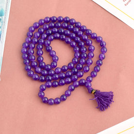 Premium Hakik Jap Mala with Purple Amethyst Beads – A Spiritual Meditation Mala for Intuition, Protection, and Emotional Healing. India’s Premium Hakik Jap Mala Store - www.japay.in
