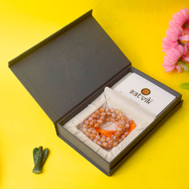 Premium Hakik Jap Mala with Peach & Yellow Aventurine Beads – A Spiritual Meditation Mala for Confidence, Positivity, and Emotional Healing. India’s Premium Hakik Jap Mala Store - www.japay.in
