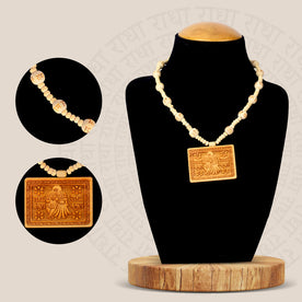 Wooden Mala with Radha Krishna Locket – devotional necklace with natural beads for chanting and spiritual connection. India’s Largest Brass Idols Brand - www.Japay.in