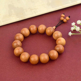Scented White Chandan Bracelet with 14 large 18mm sandalwood beads for spiritual peace. India’s Largest Pooja Accessories Brand - www.Japay.in