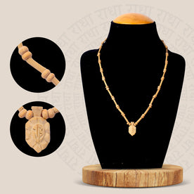 Tulsi Flat Mala with handcrafted flat Tulsi beads and a Radha pendant, ideal for devotional wear and spiritual practices. India’s Premium Jap Mala Store- www.japay.in